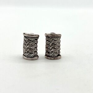 Vintage Napier Silver Tone Clip On Earrings Braided Design Small‎